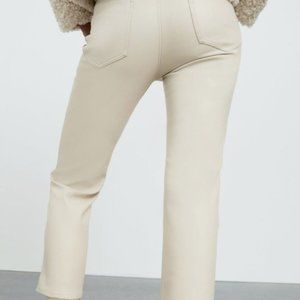 Zara Cream Leather Pants - Flare Crop - Size 8